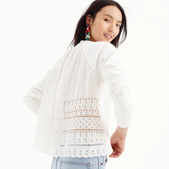 NWT J. Crew Women's Eyelet-Back Sweatshirt